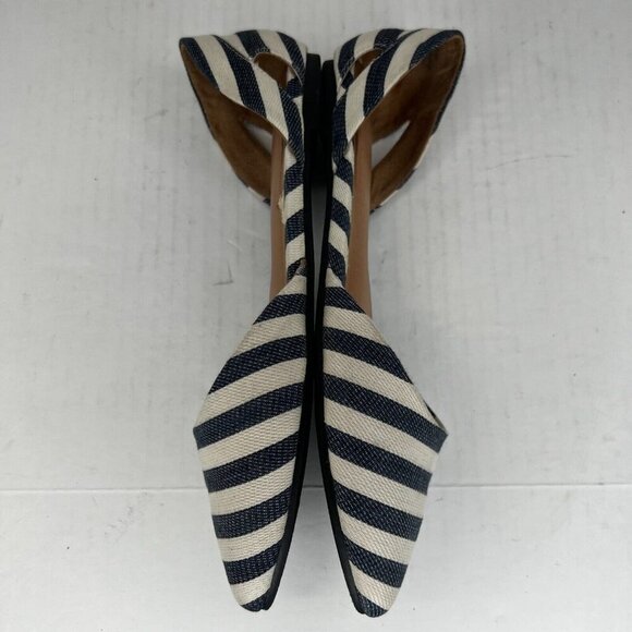 Merona Womens D Orsay Black White Stripe Pointed Toe Slip On Size 7 Flat Shoes - Picture 8 of 9